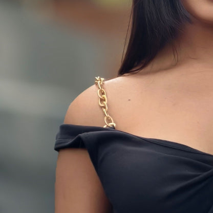 Pack of 3 Adjustable Bra Straps for Women with Black, Crystal and Gold Chain Designs