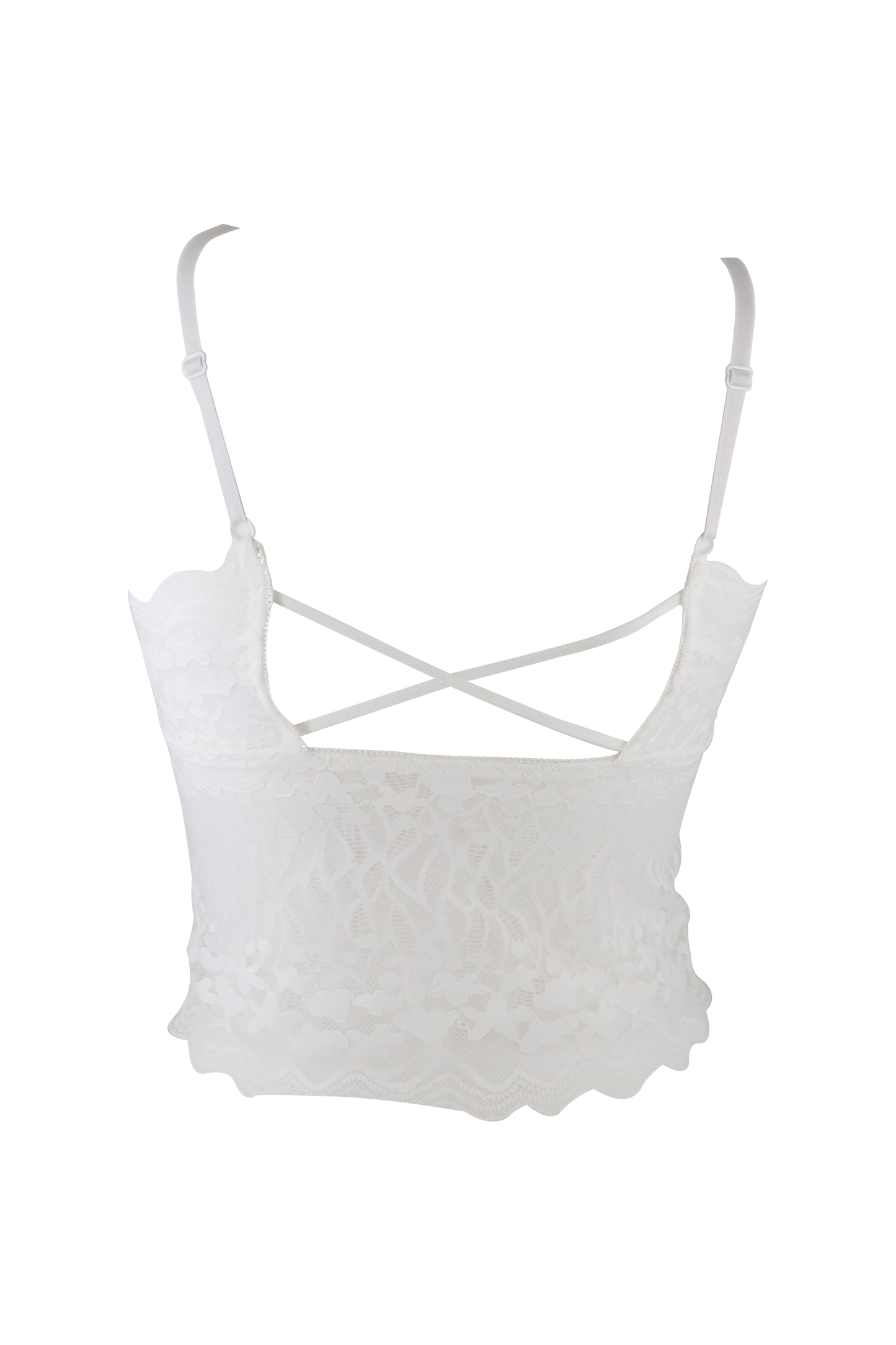 Cross Back Lace Camisole White Top