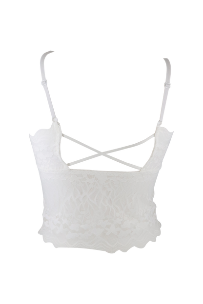 Cross Back Lace Camisole White Top