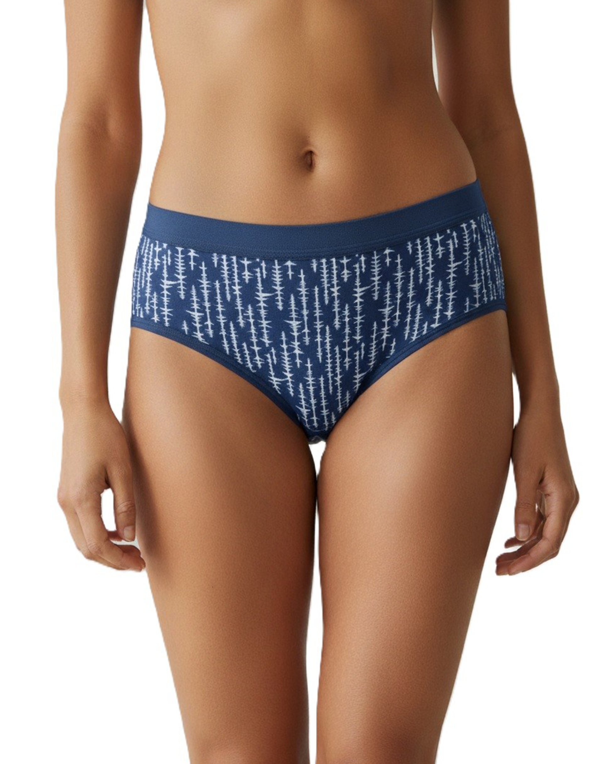 Pack of 3 Women’s Mid-Rise Lycra Panties – Blue, Brown & Green with White Lining Design