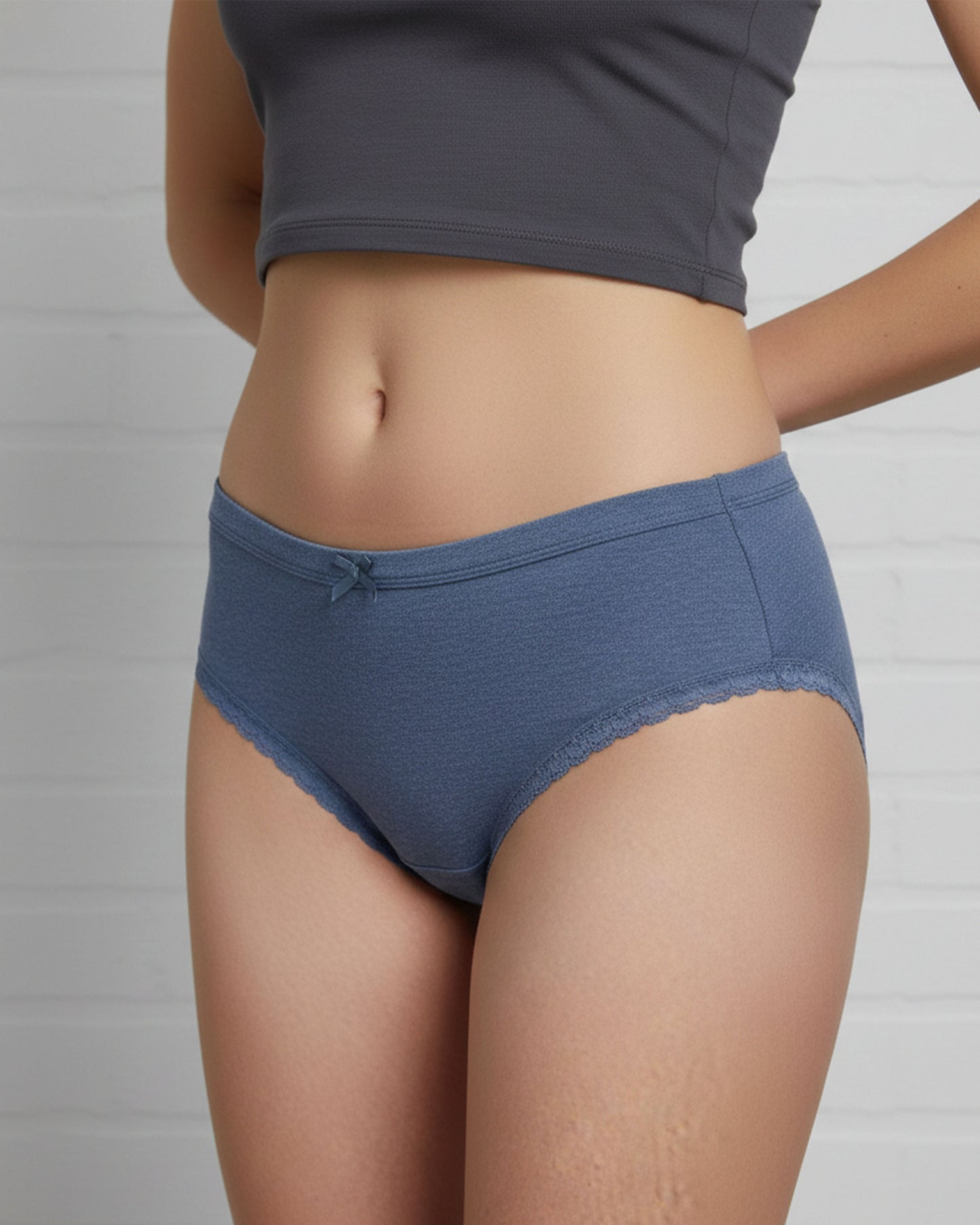 Sheluxe Pack of 2 Cotton Panty for Women Dark Blue Purple Mid Rise Briefs