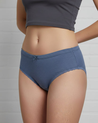 Sheluxe Pack of 2 Cotton Panty for Women Dark Blue Purple Mid Rise Briefs