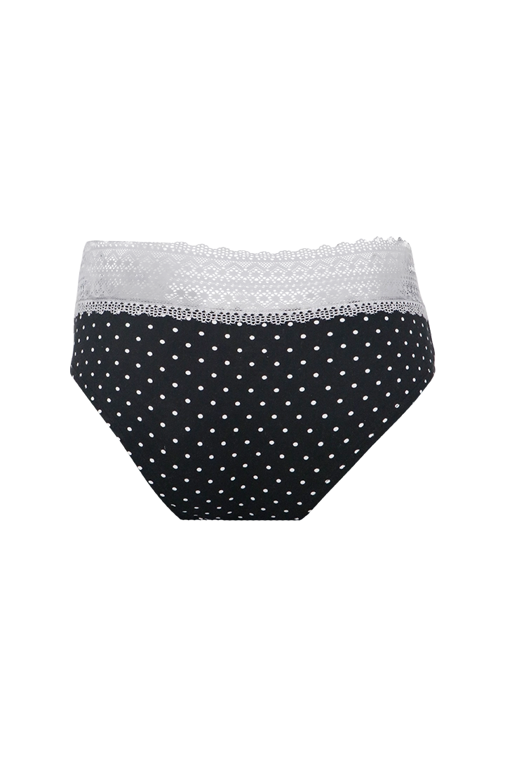 Women Polka Dot With White Lace Panty