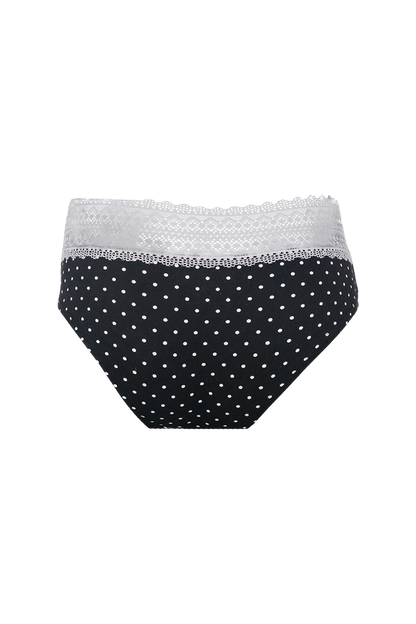 Women Polka Dot With White Lace Panty