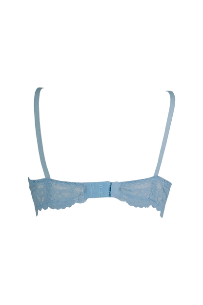 Women Blue Lace Design Underwired Bra