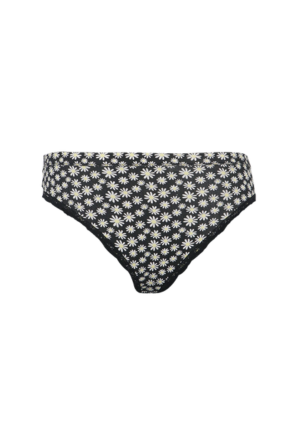 Black  Floral Print Cotton Low Rise Panty