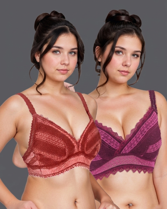 Women Lace Soft Padded Bra (Pack Of 2)