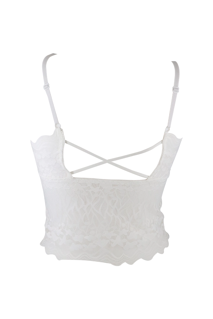 Cross Back Lace Camisole White Top