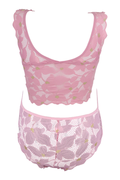 Women Floral Print With Net Lingerie Set