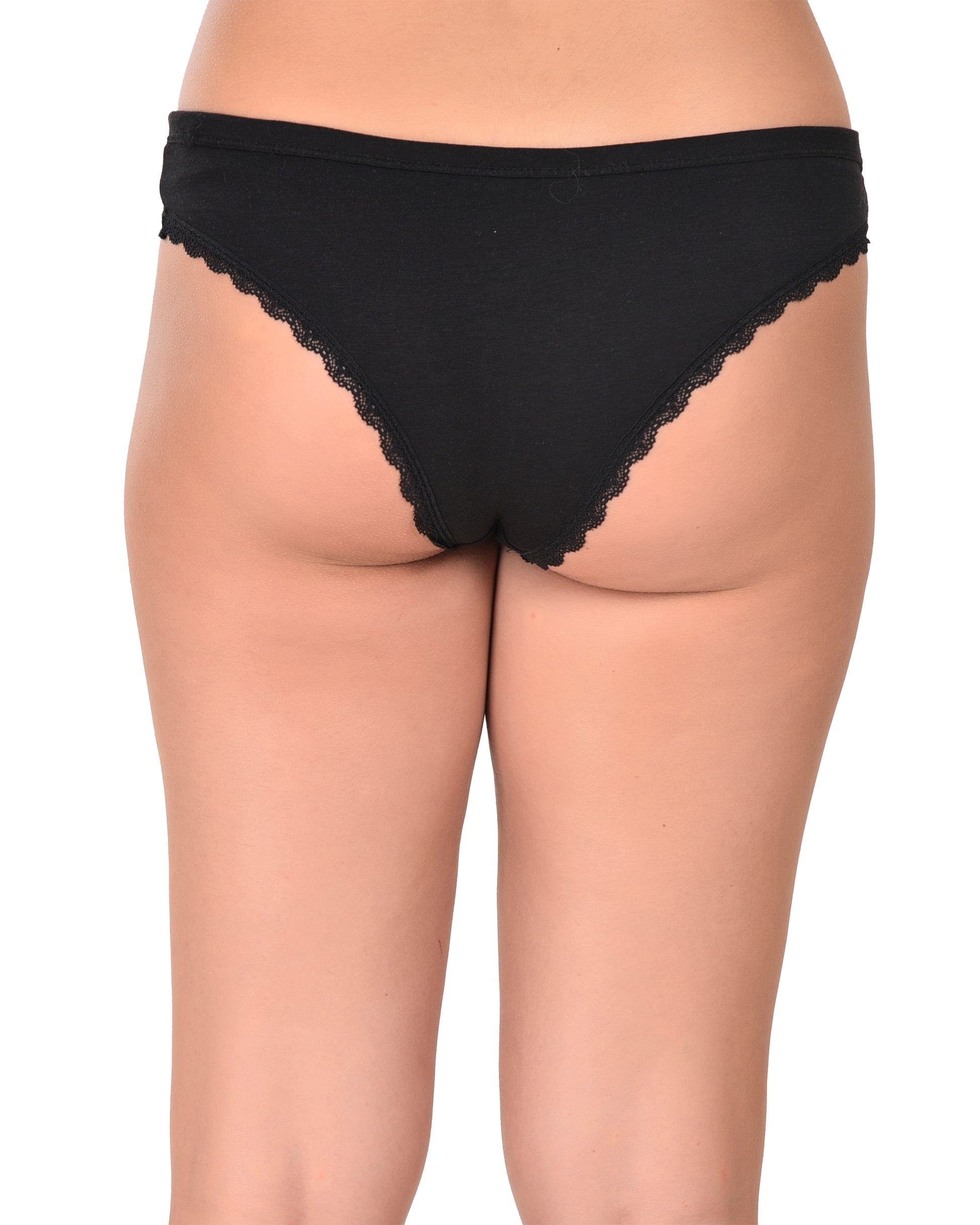 Women’s Soft Cotton Bikini Panties with Lace Trim – Pack of 2 Comfort Fit