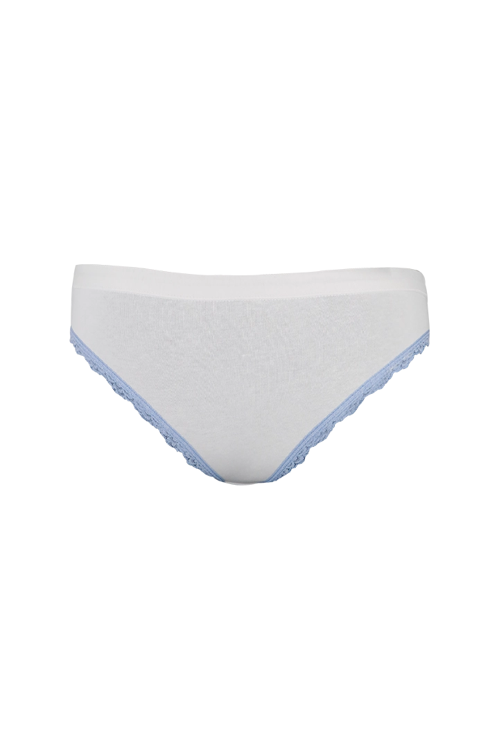 White Plain Blue Lace Cotton Panty