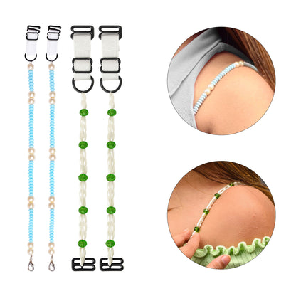 Women’s Adjustable Bra Straps – Pack of 2 (Blue Pearl & Green Beads)