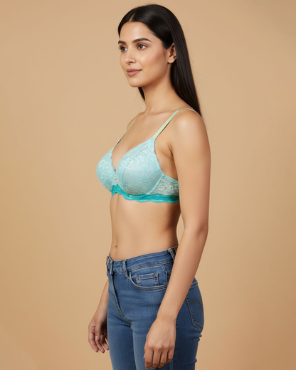 Pack of 2 Lace Non Padded Bra – Sky Blue & Pink