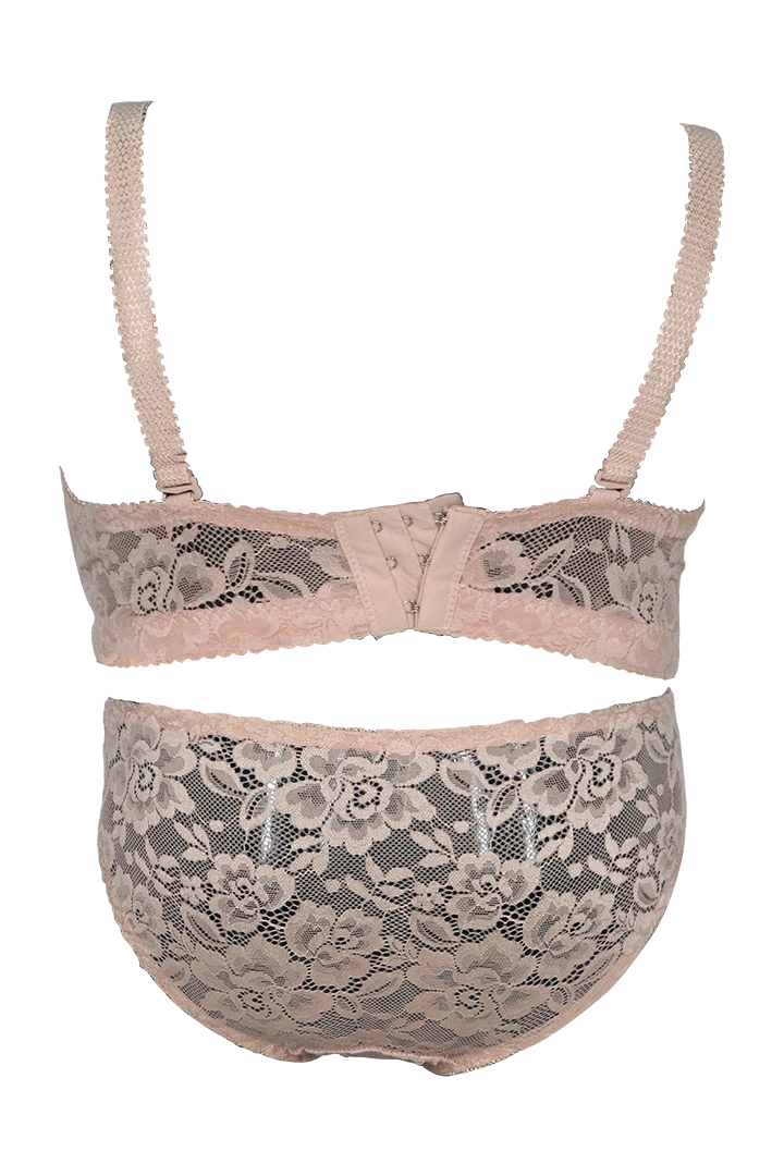 Women Floral Net Bra Panty Set