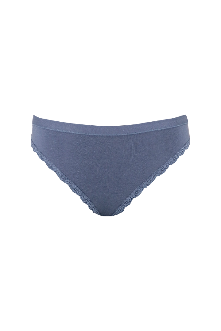 Women Cotton Blue Plain Low Rise Panty