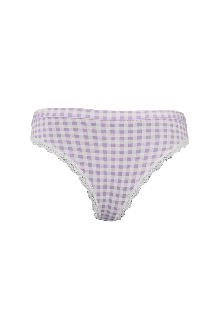 Purple and White Lines Printed Low Rise Panty