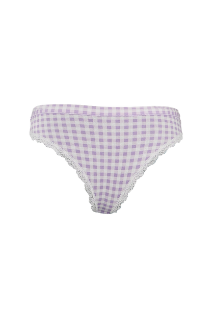 Purple and White Lines Printed Low Rise Panty