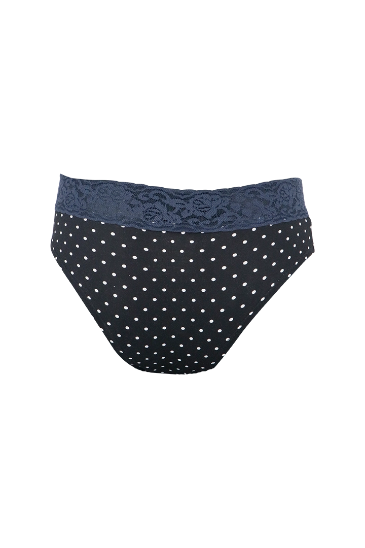 Women Polka Dot with Blue Lace Panty