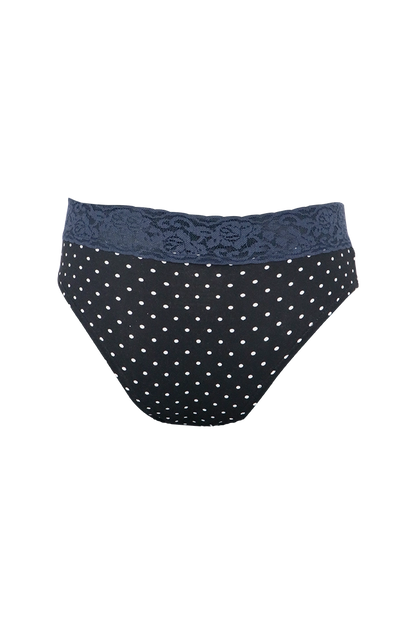 Women Polka Dot with Blue Lace Panty