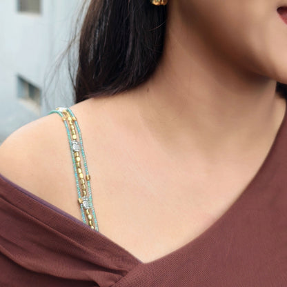 Pack of 3 Stylish Bra Straps in Crystal Clear, Gold & Multicolor | Detachable Straps