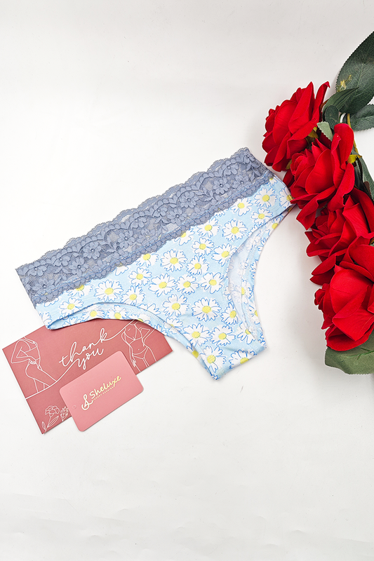 Women Floral Print With Upper Lace Panty (Pack of 2)