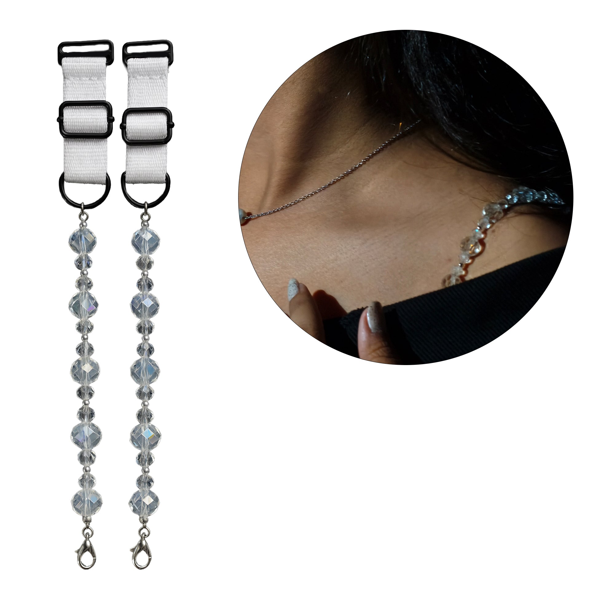 crystal beads bra straps