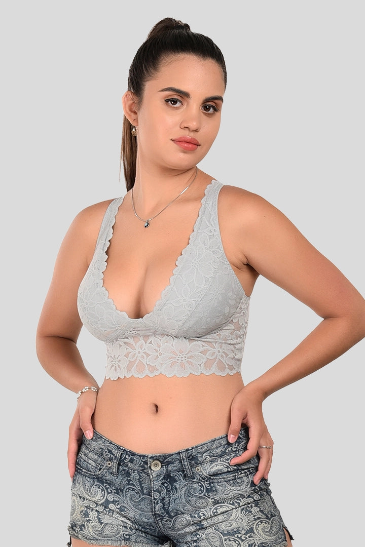 grey lace bralette bra