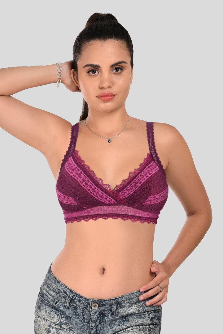Purple lace light padded bra