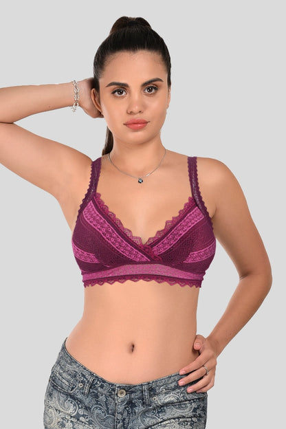Purple lace light padded bra