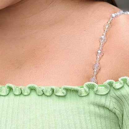 Women’s Adjustable Bra Straps – Pack of 2 Blue Pearl & Grey Crystal