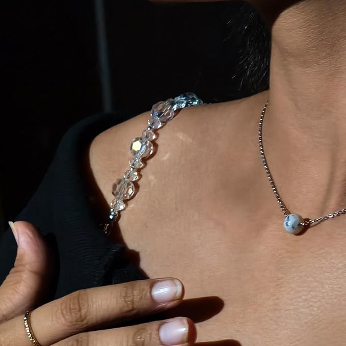 Women’s Adjustable Bra Straps – Pack of 2 Blue Pearl & Grey Crystal