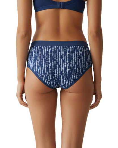 Pack of 2 Women’s Mid-Rise Lycra Panties – Blue & Green with White Lining Design