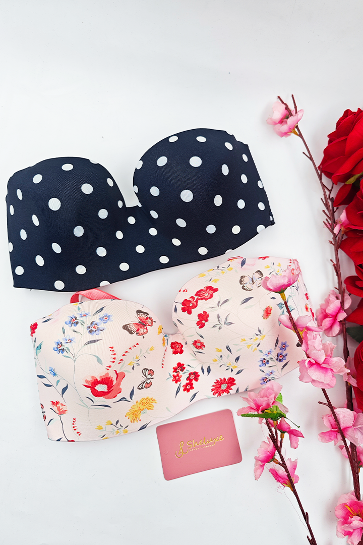 Women Printed Dotted Bra (Pack of 2)