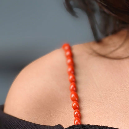 Fiery Red Beaded Bra Strap