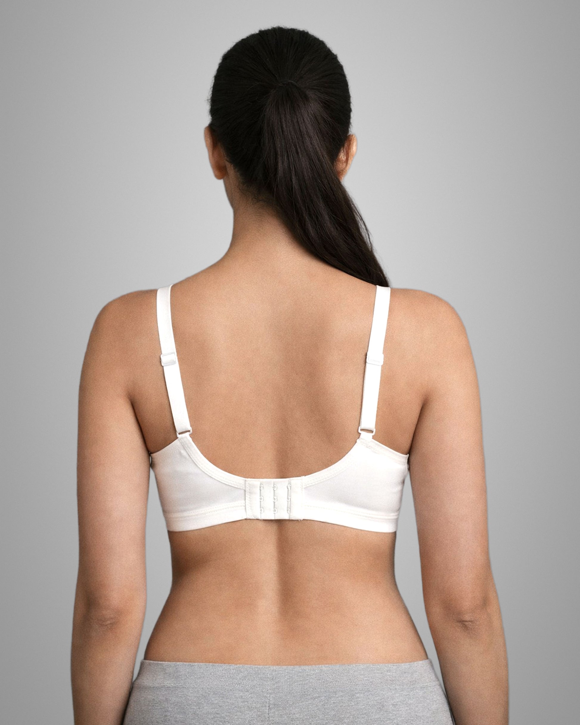 Pack of 2 Women Lightly Padded Wire Free Polyester White Beige Comfort Bra