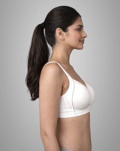 Pack of 2 Women Lightly Padded Wire Free Polyester White Beige Comfort Bra