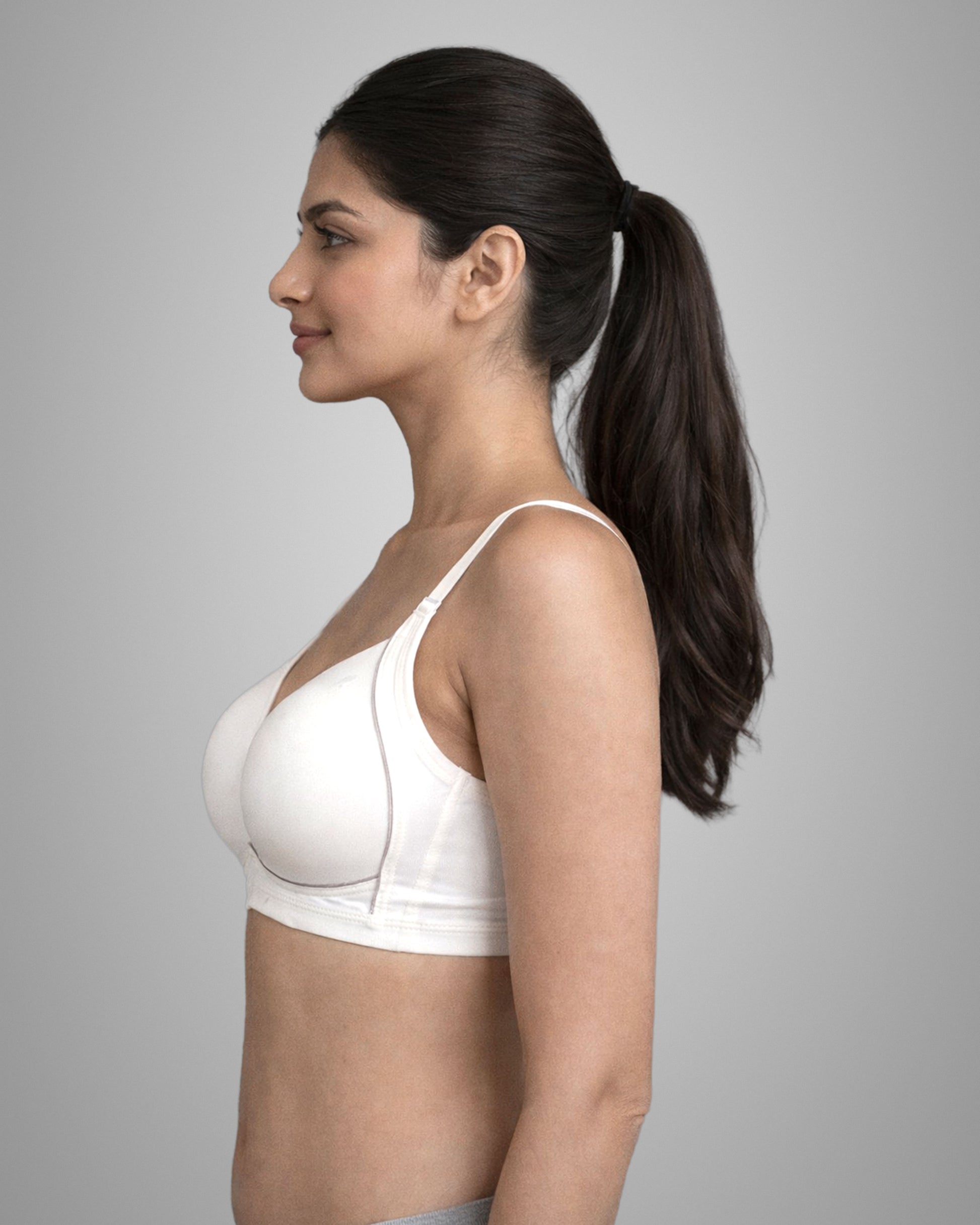 Pack of 2 Women Lightly Padded Wire Free Polyester Purple White Comfort Bra