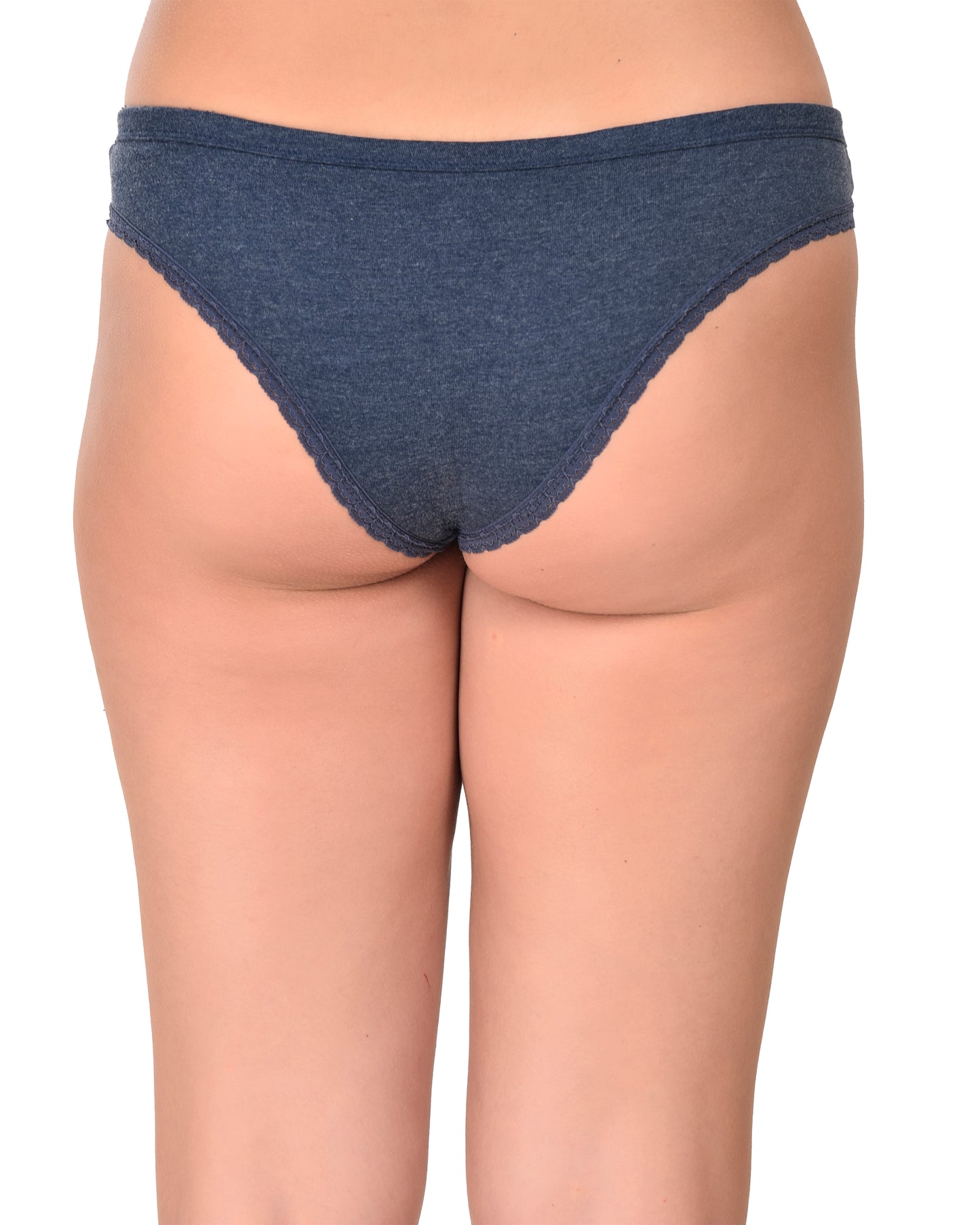 Pack of 2 Pink and Navy Blue Cotton Bikini Underwear with Stretchy Lace Detailing