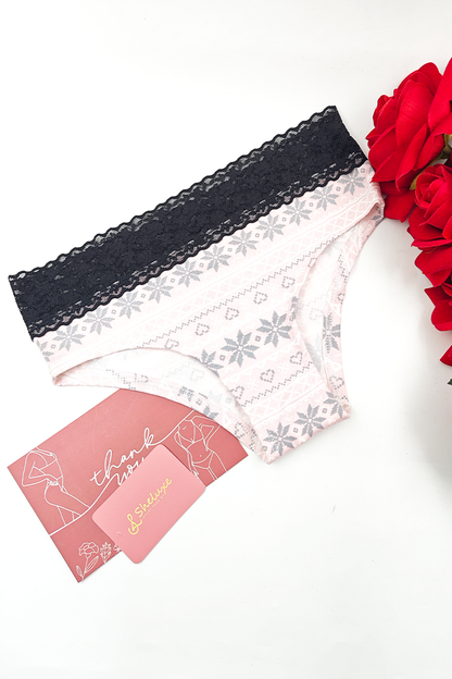 Women Flower Print With Lace Panty