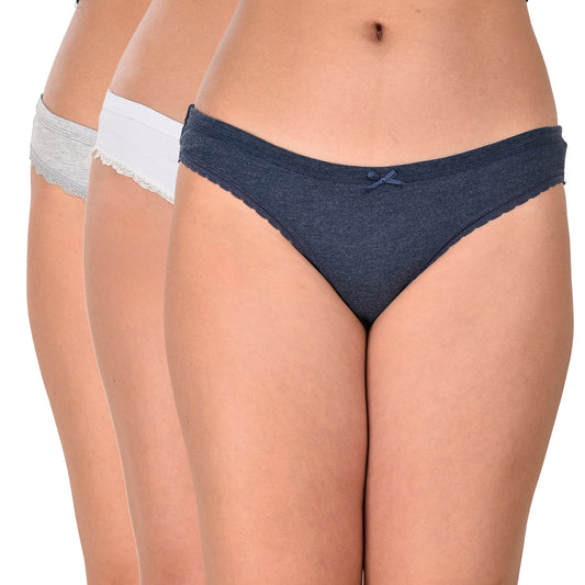 Women’s Cotton Panty Pack of 3 – Blue, White & Grey