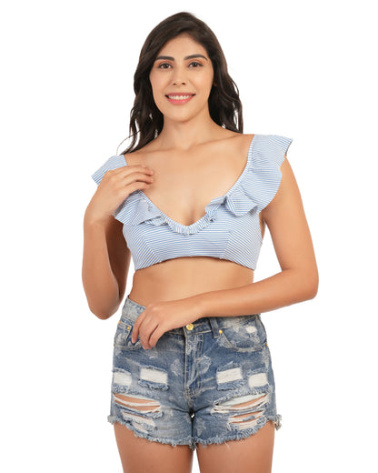 light blue ruffled tops
