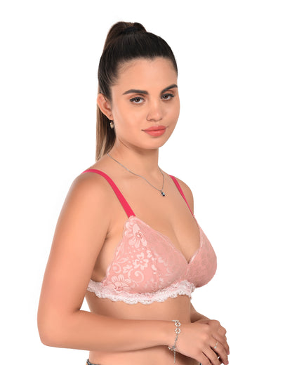 Lightly Padded Lace Bralette for Women – Pack of 3
