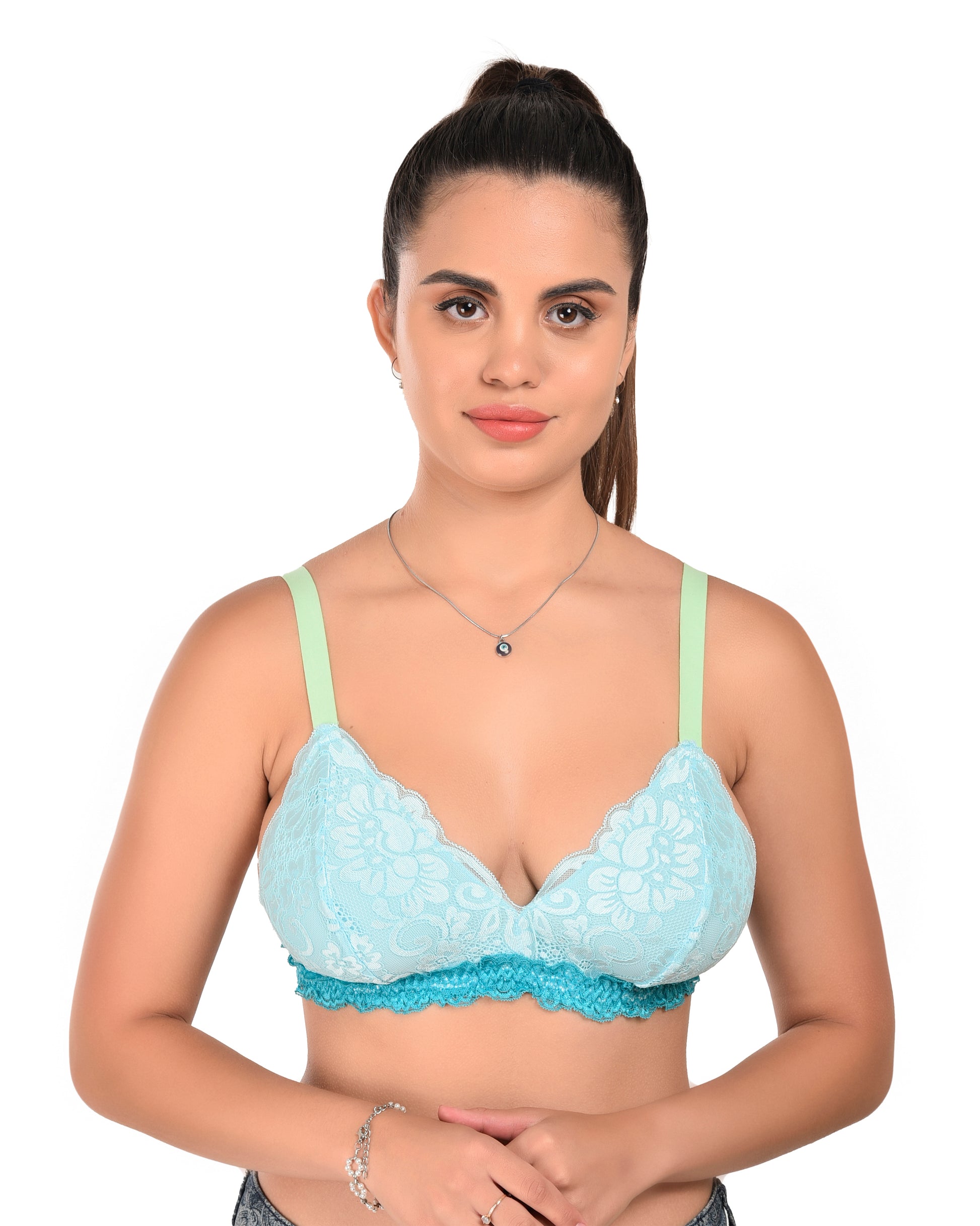 Lightly Padded Lace Bralette for Women – Pack of 3