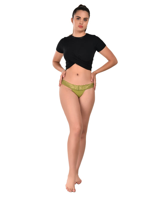 Lime Lace Low Rise Thong Panty