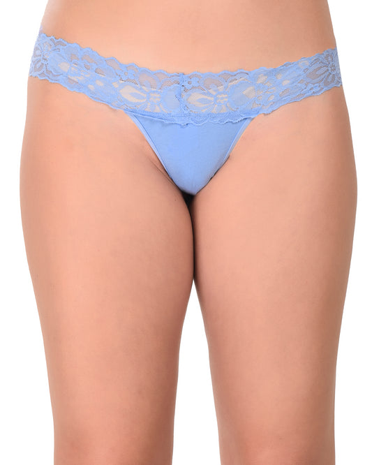 Blue Low Rise Thong Panty