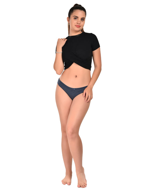 Women Blue Plain Low Rise Panty