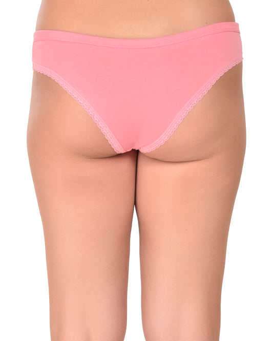 Pack of 3 Pink Black Purple Women’s Cotton Bikini Panties for Daily Comfort