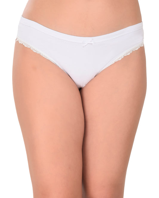 Ladies White Plain Low Rise Panty