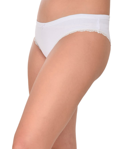 Ladies White Plain Low Rise Panty