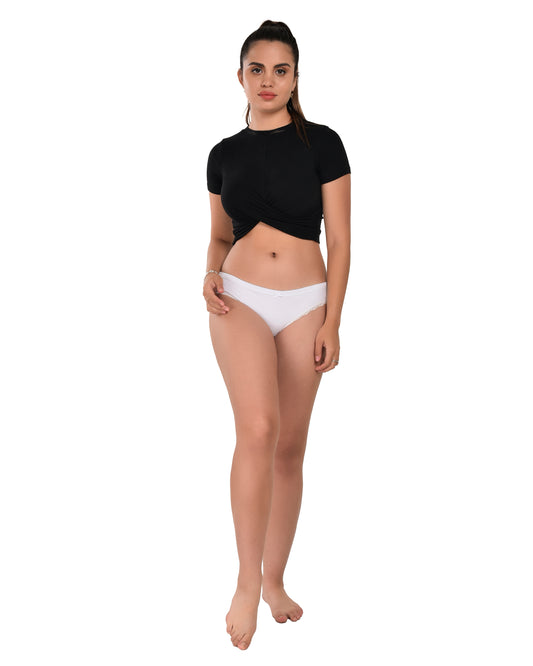 Ladies White Plain Low Rise Panty
